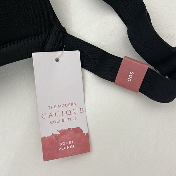 Cacique Bra 50D Black Boost Plunge So Light Adjustable Straps Modern Collection - Picture 5 of 6